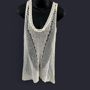 CAbi Cream Knit Mesh Top